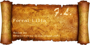 Forrai Lilla névjegykártya